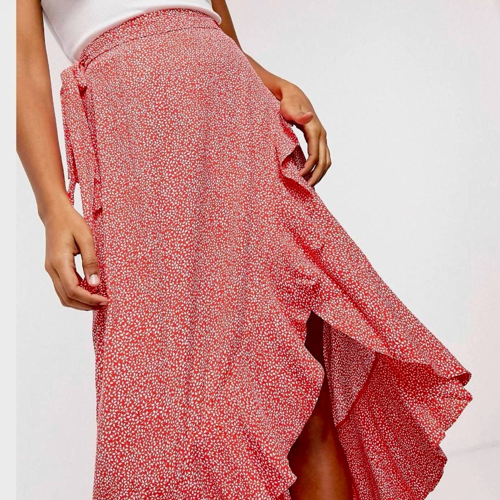 & OTHER STORIES Asymmetric Wrap Midi Skirt Asymmetrical Ruffle Wrap Floral Maxi